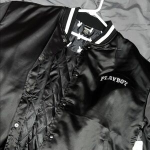Playboy Black Satin Bomber Jacket